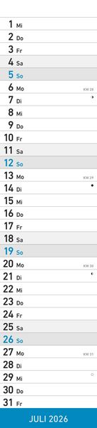Produktbild: Streifenplaner BLAU 2026 - Streifenkalender - Wandplaner - Küchen-Kalender - 11,3x49,5
