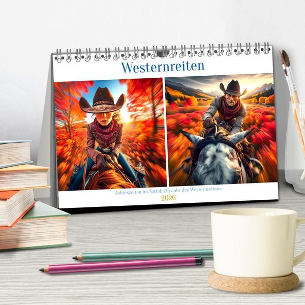 Produktbild: Westernreiten - Jahreszeiten im Sattel (Tischkalender 2026 DIN A5 quer), CALVENDO Monatskalender