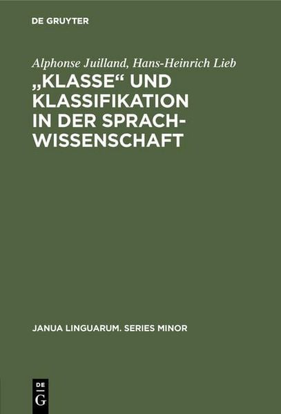 Produktbild: "Klasse&iquest; und Klassifikation in der Sprachwissenschaft