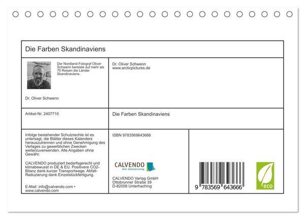 Produktbild: Die Farben Skandinaviens (Tischkalender 2027 DIN A5 quer), CALVENDO Monatskalender