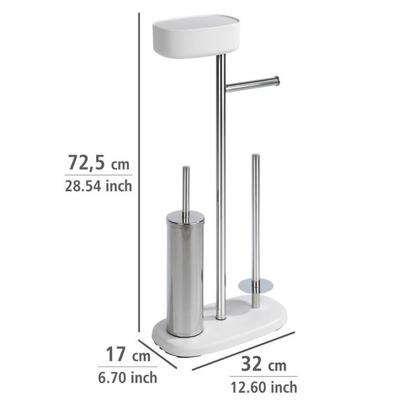 Produktbild: Stand WC-Garnitur mit Box Mod. Rivazza Wei&szlig;, integrierter Toilettenpapierhalter, Ersatzrollenhalter
