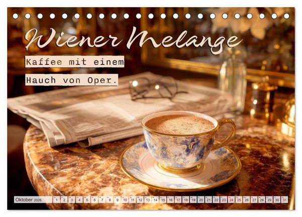Produktbild: Kaffeemagie - Ein Jahr voller Genussmomente (Tischkalender 2026 DIN A5 quer), CALVENDO Monatskalender