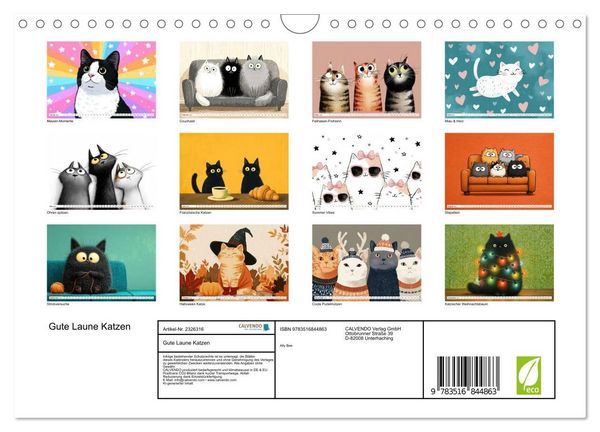 Produktbild: Gute Laune Katzen (Wandkalender 2027 DIN A4 quer), CALVENDO Monatskalender