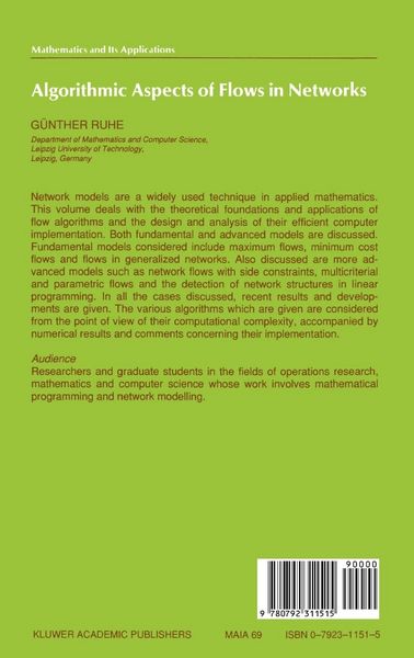 Produktbild: Algorithmic Aspects of Flows in Networks