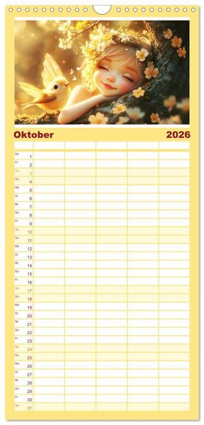 Produktbild: Familienplaner 2026 - Zauberhaftes Elfenland. Die duftige Welt der Naturgeister mit 5 Spalten (Wandkalender, 21 x 45 cm) CALVENDO