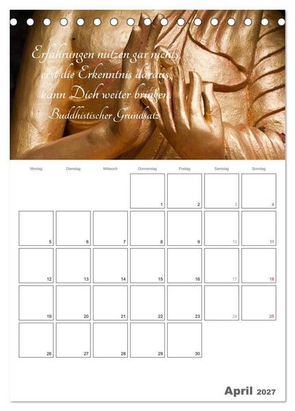 Produktbild: Harmonie und Freude Buddhistische Weisheiten 2027 (Tischkalender 2027 DIN A5 hoch), CALVENDO Monatskalender