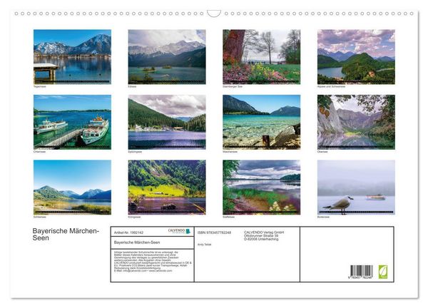 Produktbild: Bayerische M&auml;rchen-Seen (Wandkalender 2026 DIN A2 quer), CALVENDO Monatskalender