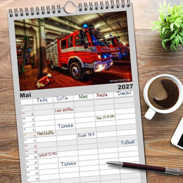 Produktbild: Familienplaner 2027 - HDR Einsatzfahrzeuge mit 5 Spalten (Wandkalender, 21 x 45 cm) CALVENDO