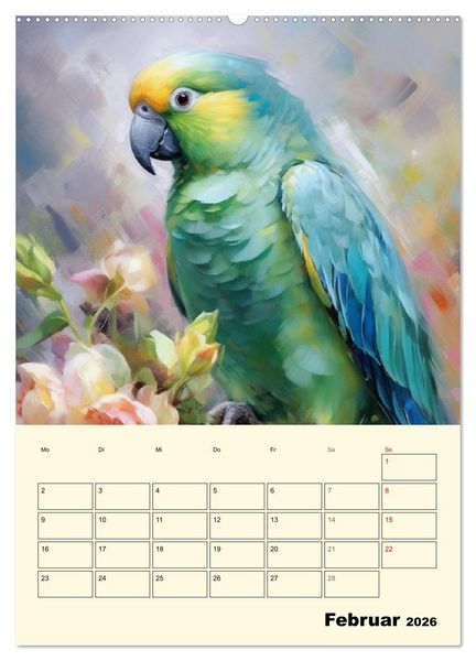 Produktbild: Bunte V&ouml;gel. Bezaubernde Papageien-Aquarelle (hochwertiger Premium Wandkalender 2026 DIN A2 hoch), Kunstdruck in Hochglanz