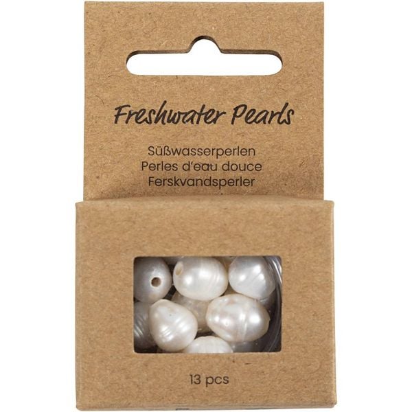 Produktbild: Creativ Company S&uuml;&szlig;wasserperlen, L&auml;ngs perforiert, D 9-11 mm, Lochgr&ouml;&szlig;e 2 mm, Perlmutt, 13 Stk