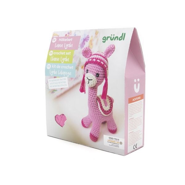 Produktbild: gr&uuml;ndl H&auml;keltier Lama Lydia, N&auml;hset, H&auml;kelset