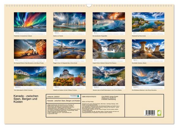 Produktbild: Kanada - zwischen Seen, Bergen und K&uuml;sten (Wandkalender 2027 DIN A2 quer), CALVENDO Monatskalender