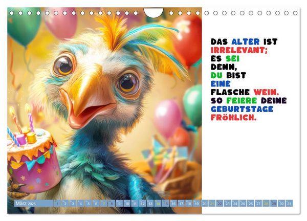 Produktbild: Vogelspr&uuml;che - Humor (Wandkalender 2026 DIN A4 quer), CALVENDO Monatskalender