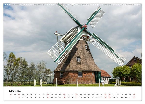 Produktbild: Ostfriesische M&uuml;hlenlandschaft (Wandkalender 2026 DIN A2 quer), CALVENDO Monatskalender