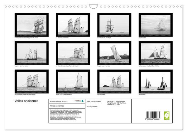 Produktbild: Voiles anciennes (Calendrier mural 2026 DIN A3 vertical), CALVENDO calendrier mensuel