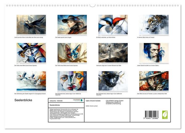 Produktbild: Seelenblicke (hochwertiger Premium Wandkalender 2026 DIN A2 quer), Kunstdruck in Hochglanz