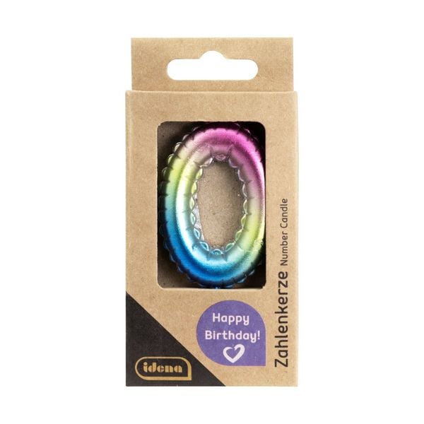 Produktbild: Idena Zahlenkerze 0 Regenbogen metallic