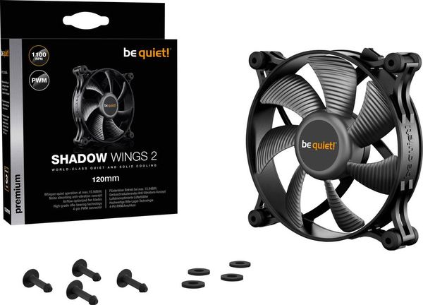 BeQuiet Shadow Wings 2 PC-Gehäuse-Lüfter Schwarz (B x H x T) 120 x 120 x 25 mm