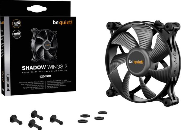BeQuiet Shadow Wings 2 PC-Gehäuse-Lüfter Schwarz (B x H x T) 120 x 120 x 25mm