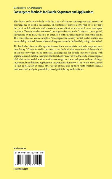 Produktbild: Convergence Methods for Double Sequences and Applications