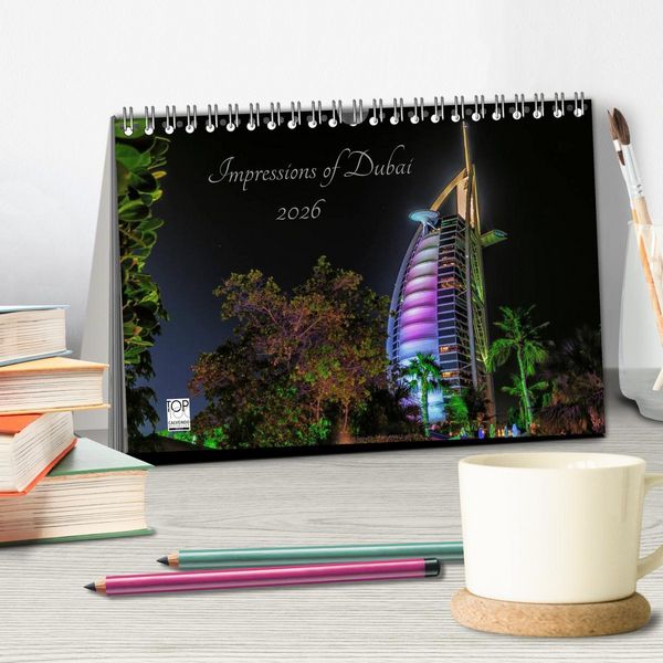 Produktbild: Impressions of Dubai 2026 (Tischkalender 2026 DIN A5 quer), CALVENDO Monatskalender