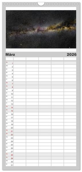 Produktbild: Familienplaner 2026 - Wunder der Milchstra&szlig;e mit 5 Spalten (Wandkalender, 21 x 45 cm) CALVENDO