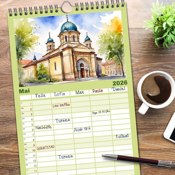 Produktbild: Familienplaner 2026 - Reise durch Ungarn mit 5 Spalten (Wandkalender, 21 x 45 cm) CALVENDO