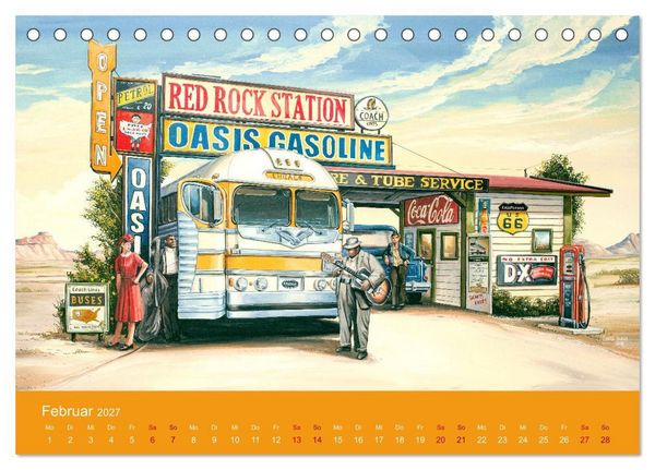 Produktbild: Route US 66 Momente Gem&auml;lde von Georg Huber (Tischkalender 2027 DIN A5 quer), CALVENDO Monatskalender