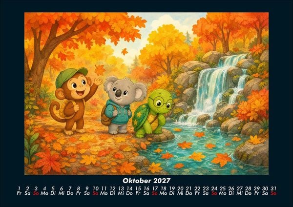 Produktbild: Wasserf&auml;lle der Fantasie mit Milo, Kiki & Taz 2027 Fotokalender DIN A4