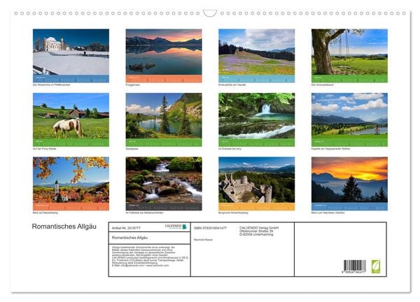 Produktbild: Romantisches Allg&auml;u (Wandkalender 2026 DIN A2 quer), CALVENDO Monatskalender