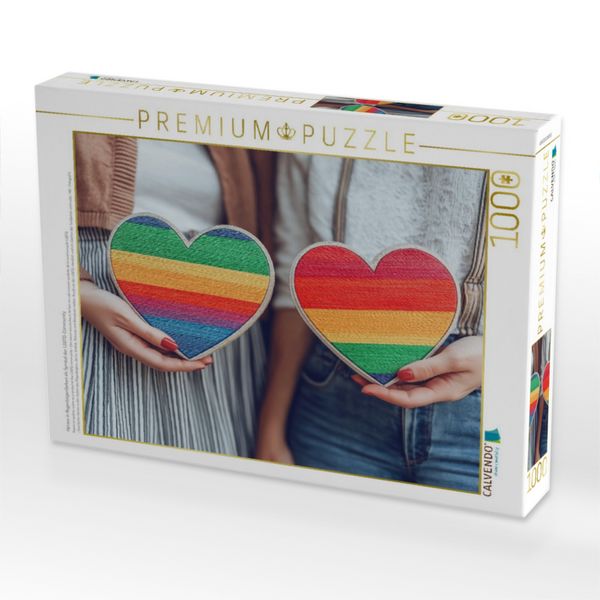 Produktbild: CALVENDO Puzzle Herzen in Regenbogenfarben als Symbol der LGBTQ-Community | 1000 Teile Lege-Gr&ouml;&szlig;e 64x48cm Foto-Puzzle f&uuml;r gl&uuml;ckliche Stunden