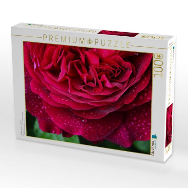Produktbild: CALVENDO Puzzle Dunkelrote Rose im Regen | 1000 Teile Lege-Gr&ouml;&szlig;e 64x48cm Foto-Puzzle f&uuml;r gl&uuml;ckliche Stunden
