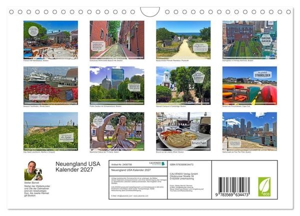 Produktbild: Neuengland USA Kalender 2027 (Wandkalender 2027 DIN A4 quer), CALVENDO Monatskalender