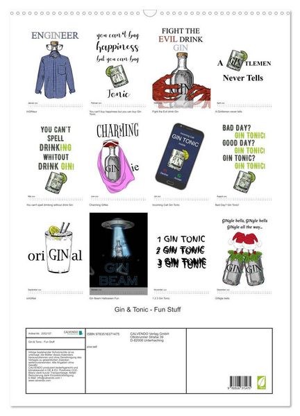 Produktbild: Gin & Tonic - Fun Stuff (Wandkalender 2026 DIN A2 hoch), CALVENDO Monatskalender