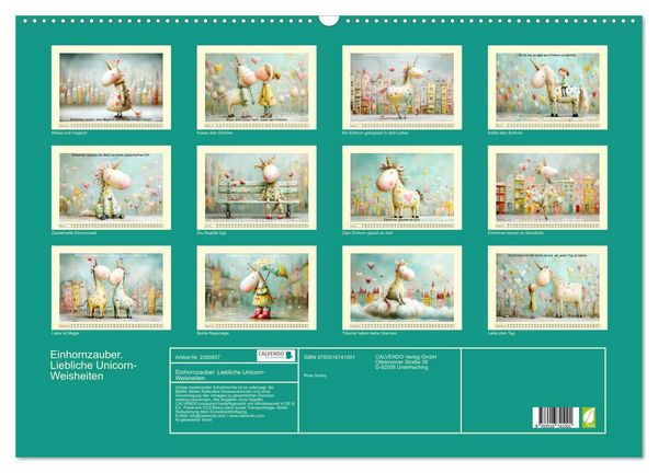 Produktbild: Einhornzauber. Liebliche Unicorn-Weisheiten (Wandkalender 2026 DIN A2 quer), CALVENDO Monatskalender