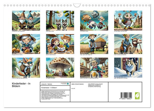 Produktbild: Kinderlieder - In Bildern (Wandkalender 2026 DIN A3 quer), CALVENDO Monatskalender