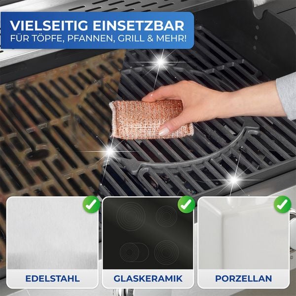 Produktbild: Kupferschwamm 6er Set, entfernt schonend hartn&auml;ckigen Schmutz