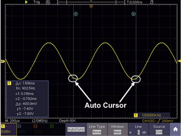 Produktbild: VOLTCRAFT DSO-5104H Hand-Oszilloskop 100 MHz 4-Kanal 1 GSa/s 40 Mpts 14 Bit Digital-Speicher (DSO), Handger&auml;t 1 St.