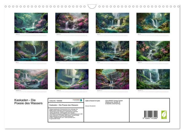 Produktbild: Kaskaden - Die Poesie des Wassers (Wandkalender 2026 DIN A3 quer), CALVENDO Monatskalender