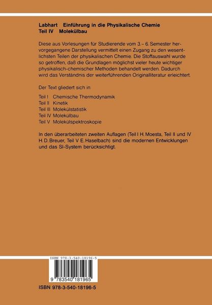 Produktbild: Einf&uuml;hrung in die Physikalische Chemie