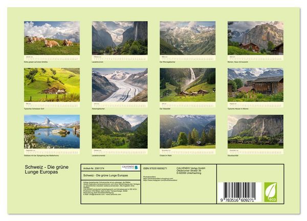 Produktbild: Schweiz - Die gr&uuml;ne Lunge Europas (Wandkalender 2026 DIN A4 quer), CALVENDO Monatskalender