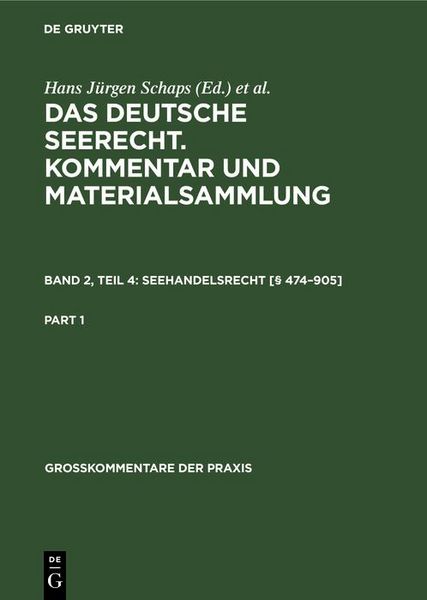 Produktbild: Seehandelsrecht [&sect; 474-905]