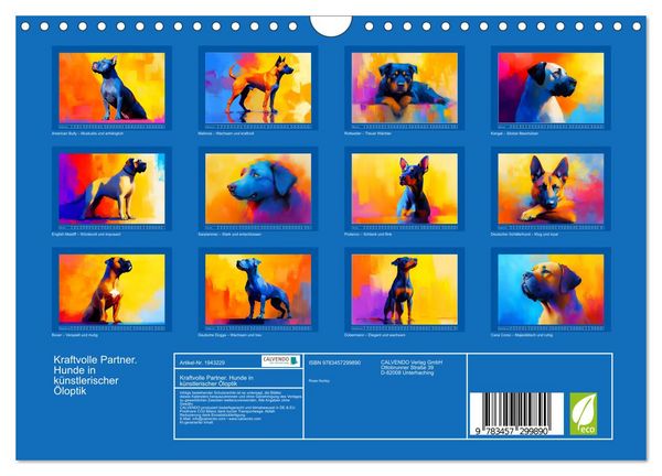 Produktbild: Kraftvolle Partner. Hunde in k&uuml;nstlerischer &Ouml;loptik (Wandkalender 2026 DIN A4 quer), CALVENDO Monatskalender