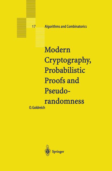 Produktbild: Modern Cryptography, Probabilistic Proofs and Pseudorandomness