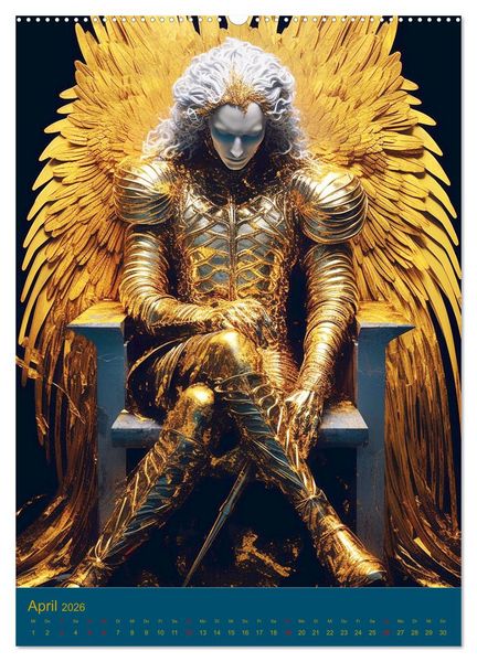 Produktbild: Engel. Goldverzierte Sch&ouml;nheiten in zeitloser Eleganz (hochwertiger Premium Wandkalender 2026 DIN A2 hoch), Kunstdruck in Hochglanz