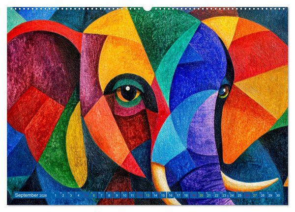 Produktbild: Elefanten - modern Art (Wandkalender 2026 DIN A2 quer), CALVENDO Monatskalender