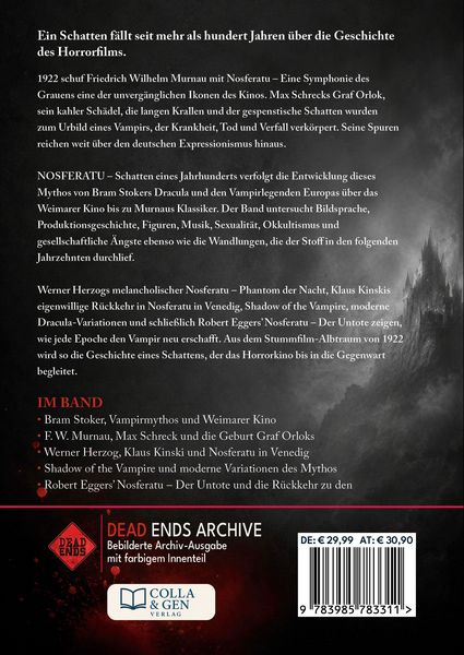 Produktbild: Nosferatu &ndash; Schatten eines Jahrhunderts (Dead Ends Archive)