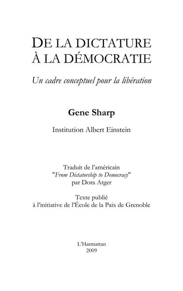Produktbild: De la dictature A la democratie - un cadre conceptuel pour l