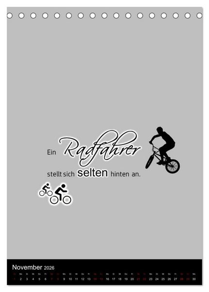 Produktbild: Markante, freche Spr&uuml;che rund ums Radfahren (Tischkalender 2026 DIN A5 hoch), CALVENDO Monatskalender