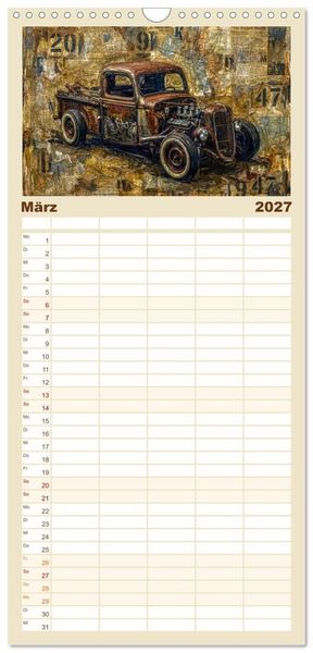 Produktbild: Familienplaner 2027 - Patina und PS mit 5 Spalten (Wandkalender, 21 x 45 cm) CALVENDO